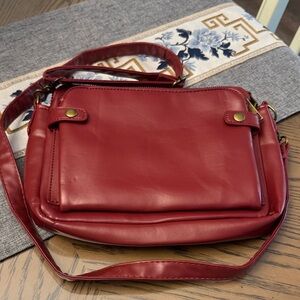 Elegant Red Leather Crossbody Bag